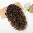 Flufymooz 100 Pure Protein Ponytail Extension, 18 Inch Curly Claw Clip Ponytail Hair Extensions Natural Soft pony tail hairpiece for women-Dark Almond Brown with Copper