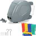 ZOES HOMEWARE Retractable Clothesline Heavy Duty Retracting Clothes Line Outdoor and Indoor with Durable ABS Shell and 2x49 Feet Extruded PVC Line,with Lock to Prevent Sagging