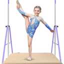 Gymnastics Bar with Self-Inflating Mat for Kids, Adjustable Height Gymnastic Horizontal Bars with Mat, Folding Gymnastic Training Monkey Bars, Junior Expandable Training Kip Bar for Home