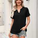 Zeagoo Womens Tops Short Sleeve V Neck Tee Shirts Cute Dressy Casual Clothing Business Work Blouse (Black, XXL)