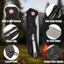 Pocket Folding Knife (EDC) - 3.27" D2 Steel Blade, Carbon Fiber Handle, Stone Washed Finish - With Pocket Clip & Lanyard Hole, Suitable for Men & Women, Ideal for Camping, Survival Adventures, and Hiking (Black & Bule)
