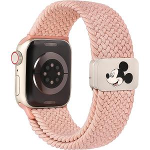 Girovo Braided Cartoon Metal Magnetic Clasp Band Compatible with Apple Watch Bands 40/38/41/42mm Women Men, Stretchy Elastic Nylon Woven Sport Strap for iWatch Series 11 10 9 8 7 6 5 4 SE 3 2 1
