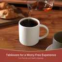 famiware Coffee Mug Set for 6, Star 12 oz Catering Mugs Cup Set with Handle for Coffee, Tea, Cocoa, Milk - Ceramic Stoneware Drinkware Set, Matte White