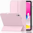 iMieet Case for iPad (A16)/iPad 10th Generation [11-Inch 2025/10.9 Inch 2022], Trifold Stand Smart Cover with Pencil Holder and Soft TPU Back, Supports Touch ID(Pink)