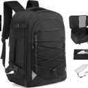 Carry on Travel Backpack, Flight Approved Personal Item Bag for Men Women, Door Lock, USB A/C Port, Shoe Bag, Fits 16" Laptop, Black