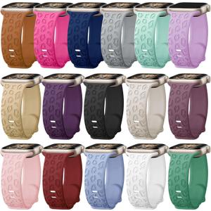 16 Pack Leopard Engraved Bands Compatible with Apple Watch Band 49mm 46mm 45mm 44mm 42mm 41mm 40mm 38mm for Women Men, Cheetah Silicone Strap for iWatch Series Ultra 11 10 9 8 SE 7 6 5 4 3 2 1
