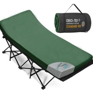 CYMULA Camping Cot Mattress 2in Memory Foam Sleeping Pad,Soft Warm Non-Slip Camping Mattress Topper with Retaining for Adults,Portable Roll up Pad for Travelonly Mattress
