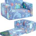 inhand Toddler Chair Comfy,2-in-1 Soft Toddler Couch Fold Out for Kids,Convertible Sofa to Lounger,Gift for Girls and Boys Birthday,Ocean