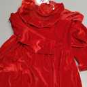 Happy Cherry Girls Christmas Dress Long Sleeve A Line Contrast Mesh Velvet Dresses Princess Birthday Party Dress 120