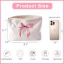Cute Soft Corduroy Zipper Makeup Bag for Purse, Coquette Aesthetic Pouch with Pinkbow Pattern for Women Girls, Brushes Storage Travel Cosmetic Bags(04Colourful Bow)
