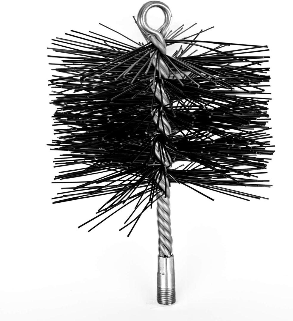 Stanbroil 6 Inch Round Chimney Cleaning Brush with 1/4" NPT Fitting for Insulated Chimneys, Stainless Steel or Metal Stove Pipes- Works with Most Chimney Rod Sets