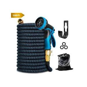 Kotto Garden Hose 100 ft, Kink Free Flexible Water Hose with 10-Pattern Spray Nozzle, Lightweight Hose Pipe, Leak Proof, 3/4" Swivel Connectors, Super Fabric, Portable Storage Strap