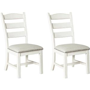 Signature Design by Ashley Valebeck Vintage Farmhouse Cushioned Dining Chair, 2 Count, Whitewash