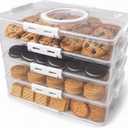 4-Tier Stackable Cookie Storage Container with Lids and Handle