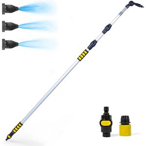 20ft Reach Telescopic Gutter Cleaning Tools from the Ground – Rain Gutter Cleaner with Heavy Duty Bendable Wand, Hose Attachment, Extension & Connecting Adapter | O-Ring Leak Proof Design