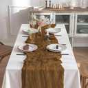 2 Pack 10 Ft Cheesecloth Table Runner Dark Brown Gauze Long Table Runners Boho Gauze Cheese Cloth Table Runner Rustic Sheer Runner for Wedding Party Table Decor ( 35 x 120 Inch )