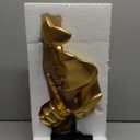 aboxoo Thinker Statue, Silence is Gold Abstract Art Figurine, Modern Home Resin Sculptures Decorative Objects Shelf Decor,Tabletop for Home Decor,Man Office Study Desk Statue (Large Gold)