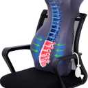 28.7'' Long Lumbar Support Pillow for Office Chair with Air Bag, Memory Foam Back Support Pillow for Lower Back Pain Relief Backrest/Back Support for Office Chair, Improve Posture (Grey)