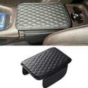 Upgraded Car Middle Center Console Cover with 2 Storage, Universal Microfiber Leather Car Armrest Cover Cushion Universal Vehicle Middle Console Cover, Most Vehicles, SUV, Truck (Black)
