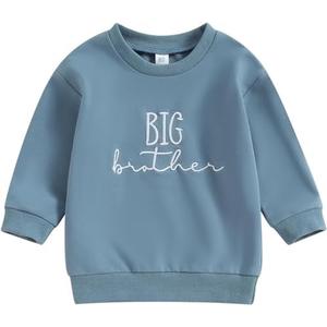 DOSYZTO Toddler Baby Girl Long Sleeve Ruffle Sweatshirt Tops Basic Solid Color Oversized Sweater Shirts Kid Fall Clothes ( Brother Blue Sweatshirt, 9-10 yrs old)