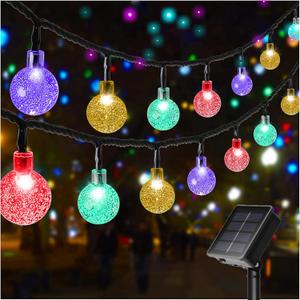 Outdoor Solar String Light 50 LED - 23Ft Waterproof Garden Lights, Crystal Globe Ball Hanging Light with 8 Modes, Solar Powered Patio Lights for Garden Yard Porch Wedding Party Decor