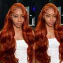 Heylisa 30 Inch Ginger Orange Lace Front Wigs Human Hair 13x6 Body Wave HD Transparent Lace Frontal Wigs for Women 200% Density Glueless Wigs 350# Pre Plucked New Trend M Hairline Wig