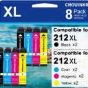 for 212XL Ink Cartridges Combo Pack (8-Pack) Remanufactured for Epson 212 XL, High Yield Replacement for Expression Home XP-4100 XP-4105, Workforce WF-2830 WF-2850 (2BK/2C/2M/2Y) (2 Black, 2 Cyan, 2 Magenta, 2 Yellow)