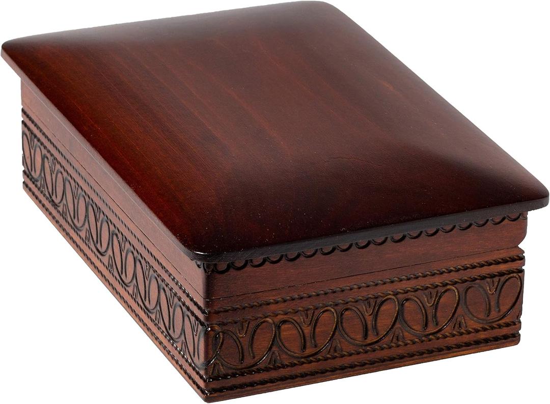 Artisan Owl Polish Handmade Large Elegant Slightly Rounded 9" Wooden Box for Keepsakes, Love Letters, Jewelry, and Specialty Items
