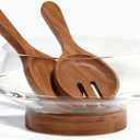 SoulThink Golden Ratio Large Crystal Glass Salad Bowl Set - Hosting Essentials Salad Serving Bowl with Acacia Wooden Serving Utensils and Base - Dinner Party Must Haves for All Occasions