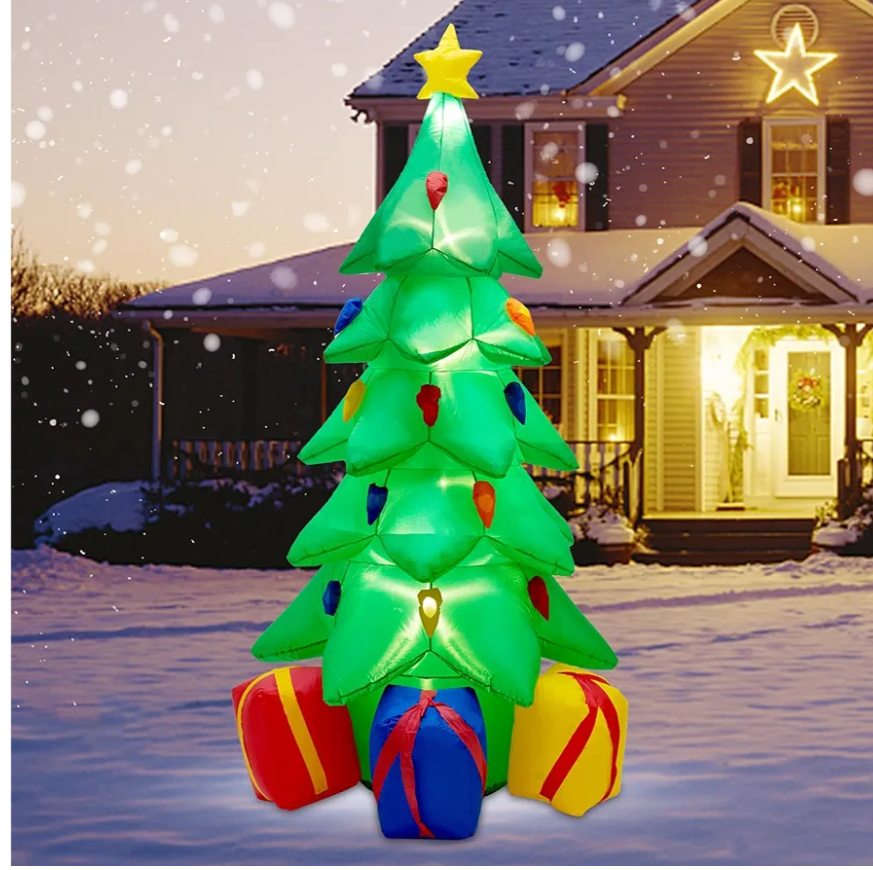 7 FT Inflatable Christmas Tree, Christmas Tree with 3 Gift Wrapped Boxes, Christmas Decoration for Indoor Outdoor Yard Garden