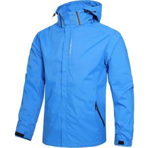 Men's Lightweight Waterproof Rain Jacket,Shell Hooded Outdoor Raincoat Hiking Windbreake jacket (X-Large, Dream Blue)