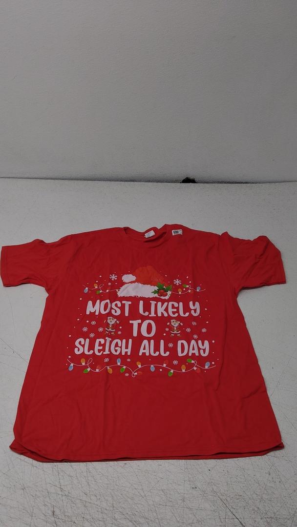 Most Likely To Sleigh All Day Christmas Family Matching TShirt Large
