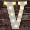 Pooqla LED Marquee Letter Lights Sign, Light Up Alphabet Letter for Home Party Wedding Decoration V (Letter V, Warm White)
