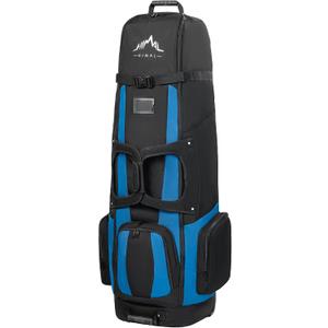 Soft-Sided Golf Travel Bags for Airlines with Wheels, Golf Club Travel Covers 900D Wear-Resistant Oxford, Waterproof, Universal Size (Black-Blue) Soft-Sided Golf Travel Bags for Airlines with Wheels, Golf Club Travel Covers 900D Wear-Resistant Oxford, Waterproof, Universal Size (Black-Blue)