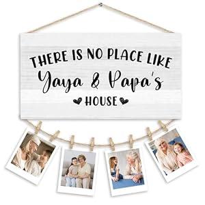 WULQYING Yaya Papa Gifts Picture Frames Photo Holder for Wall, Grandma and Grandpa Mother Day Birthday Gifts for Grandparents from Grandkids Grandchildren Hanging Photo Display for wall Decor