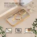 Misea Magnetic for iPhone 16 Pro Max Case Compatible with MagSafe [Never Yellowing] [Military Grade Drop Protection] Full Camera Lens Protector Plating Soft Clear Phone Case for Women 6.9", Gold