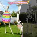 6 Pcs Easter Giant Skeleton Costume Set for 12ft Skeleton & 7ft Skeleton Dog Easter Egg Costume , Bunny Ear Headband, Carrot Prop, 8.2 ft Dog Leash, for Spring Yard Decor (Skeletons Not Included)