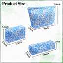 3 Piece Blue Quilted Floral Makeup Bag Set Small Cosmetic Bag For Women Cute Cotton Makeup Pouch For Purse