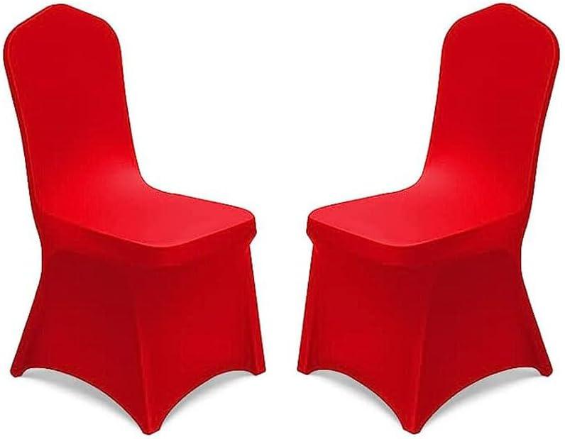 Yahpetes 2 Pcs Chair Covers Polyester Spandex Banquet Chair Cover Universal Washable Slipcovers Protector Removable Chair Seat Covers for Wedding Banquet Dining Party Decorations (Red)