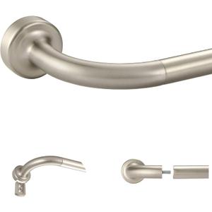 Brushed Nickel Disc Curtain Rods, 28-48 Inches Window Curtain Rod,Adjustable Room Darkening Curtain Rod with Aluminum Finials and Brackets,Wrap Around Design