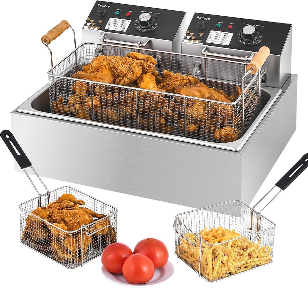 Commercial Deep Fryer with Basket, 3400W Electric Fryer Pot with Baskets