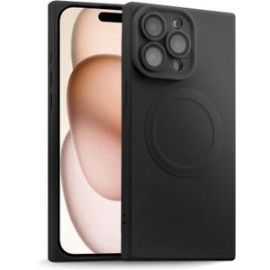 ZhyzRhsm Designed for iPhone 14 Pro Max Case Silicone Compatible with Magsafe, Camera Lens Protector, Military Grade Shockproof Protective, Rectangle Magnetic Phone Case for iPhone 14 Pro Max Black