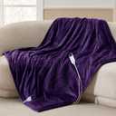 Bedsure Heated Blanket Throw Blanket - Fast Heating Electric Blanket, Soft Flannel Heated Throw with 4 Time Settings, 6 Heating Settings, Warm Gifts for Women Men (50x60 Inches, Purple)