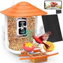 birdsnap TUC Bird Feeder with Camera 2K HD, Solar Panel 32GB Card 4-in-1 Perch, 160View Auto Detect & Notify AI Identify Video Bird Camera Wireless Outdoors Ideal Gift for Birds Lover (Orange)
