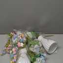 2 Set Easter Table Decorations Artificial Blue Flower Egg Rabbit Potted Table Centerpiece for Easter Spring Office Home Farmhouse Fireplace Wedding Party Decor(Tea Rose&Peony)