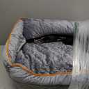 Dog Car Seat - Memory Foam Dog Booster Seat for Small Dogs Up to 25lbs-Elevated Pet Car Seat with Storage Pockets and Dog Seat Belt-Soft Pet Travel Bed for Front & Back Seats-Removable Washable-Grey