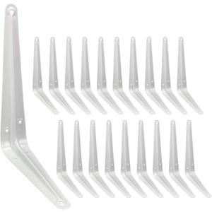 Shelf Brackets 8 Inch, 20 Pack White Metal Heavy Duty L Adjustable Floating Shelves Bracket, 8 x 6 Inch Industrial Pipe Decorative Shelf Angle Bracket for Wall with Screws