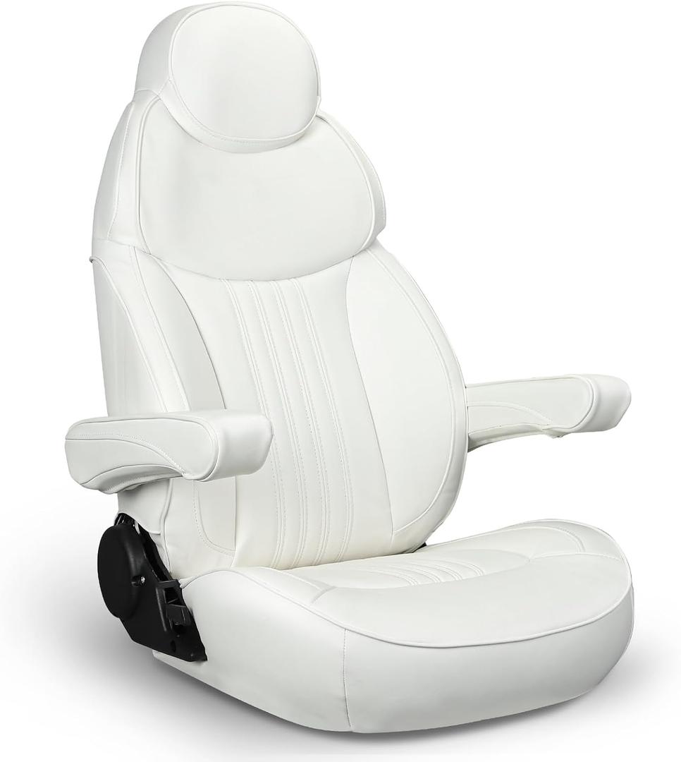 Leader Accessories High Back Luxury Reclining Pontoon Captain's Chair Bucket Boat Seat Yacht Seat with Armrests