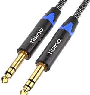 Tisino 1/4 inch TRS Cable, Quarter inch 1/4 TRS to TRS Balanced Stereo Audio Cable Male to Male Pro Interconnect Cable Guitar Cable, Nylon Braid - 3 FT