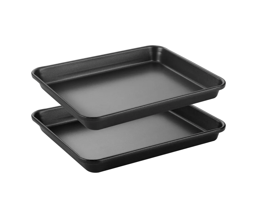 HONGBAKE Half Baking Sheet Pan Set of 2, Nonstick Cookie Sheet for Oven, Heavy Duty 1/2 Commercial Cookie Trays, Dishwasher Safe